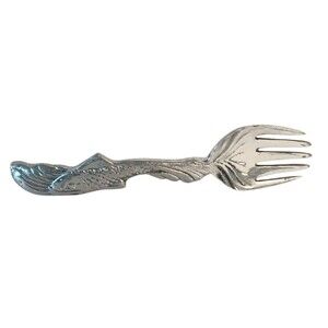 Fish Nautical Serving Fork Serving Silver Metal 10" x 1" Summer Spring Decor